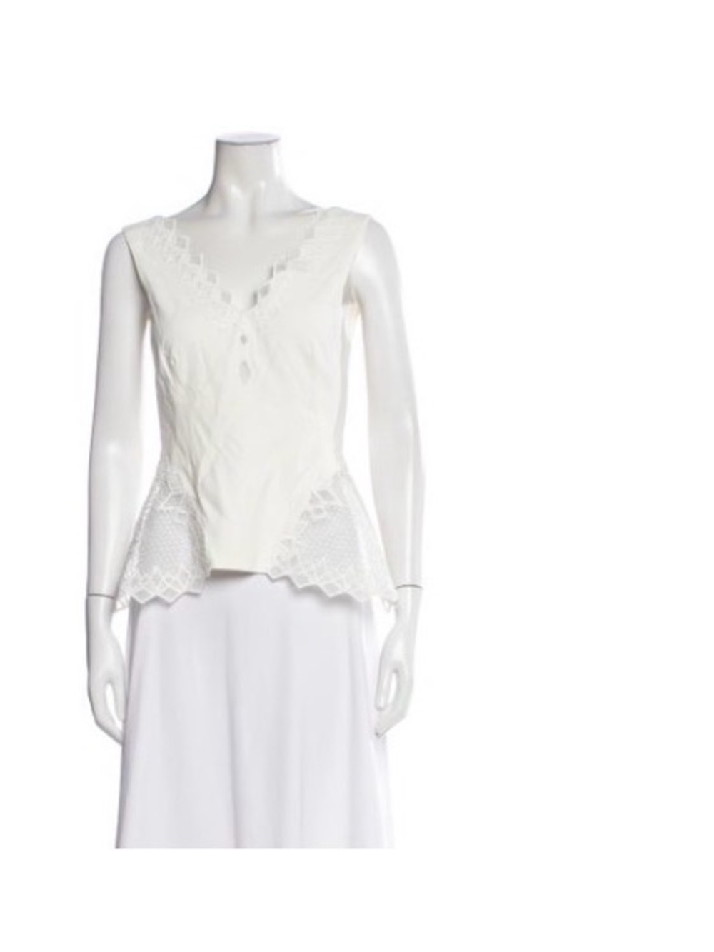 Jonathan Simkhai White Lace-Trim V-Neck Peplum Camisole